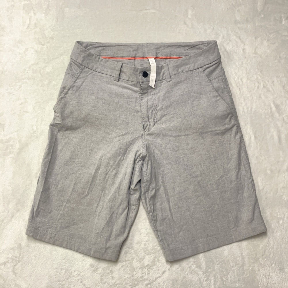 Lululemon Commission Shorts 11" Inseam Men 34 Gray Classic Fit Woven Cotton Golf
